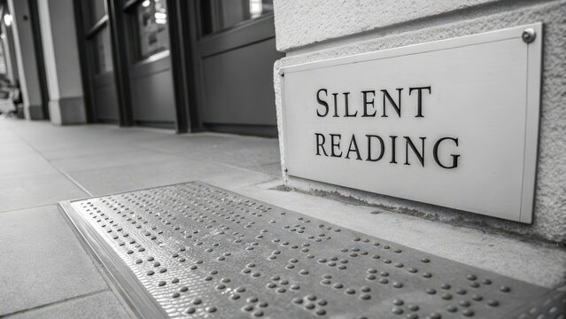 Raised Braille Sheet in Front of Silent Reading Sign