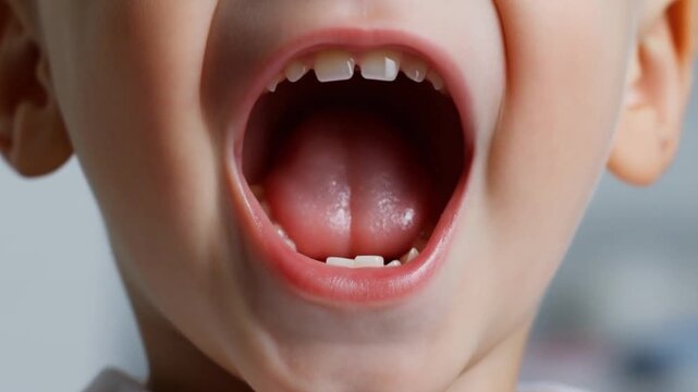 Little boy excitedly showing off his missing tooth in a dynamic close-up video, capturing a child's dental milestone and highlighting the joy of growing up with healthy teeth