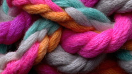 Close up of colorful knitting yarn.