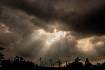 sun rays over the city