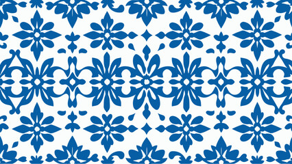 Seamless Blue vintage floral damask pattern wallpaper design