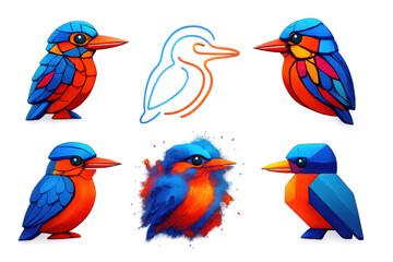 Obraz premium Series of colorful birds, each with a unique design