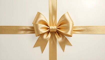 Elegant gold satin gift bow on transparent background
