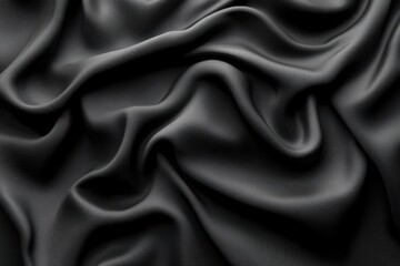 Fototapeta premium Black Silk Fabric: Draped elegantly, this image showcases a luxurious expanse of black silk, with its subtle textures and folds creating a captivating visual symphony of light and shadow.