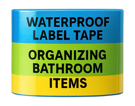 Waterproof label tape, ideal for organizing bathroom items in a shower caddy.