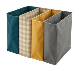 Foldable fabric dividers for easy organization in rental kitchen spaces.