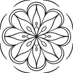 Fototapeta premium Black and white abstract floral vector illustration with leaves and petals design