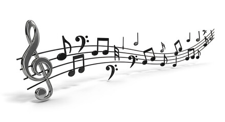 Shiny, three-dimensional graphic design element of musical sound