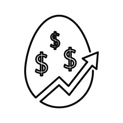 Egg nest egg concept with dollar signs and growth arrow
