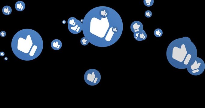 Thumbs fountain transition. Social media thumb up reaction. From bottom, top and sides, plus a center explosion. Intro, outro, switch over, wipes and reveals for streams and reels. 4K MOV with alpha.