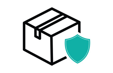 Secure delivery icon box with shield, symbolizing protection, safety, and reliability in shipping and logistics services, ensuring package integrity