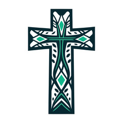 Ornate Christian Cross Icon, Tribal Style Design Vector Icon Set of Various Transportation Vehicles