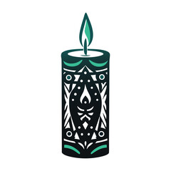 Tribal Candle Icon with Intricate Pattern Design Vector Icon Set of Various Transportation Vehicles