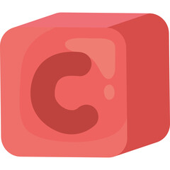 A 3D Rendered Red Cube With A Darker Red Letter C Inside On A Transparent Background