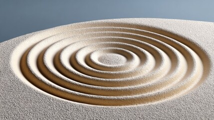 Naklejka premium A sand circle with a small hole in the middle. The sand is white and the circle is brown