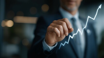 Close-up of businessperson pausing on bridge, holographic charts of industry growth hovering around — symbolizing strategic career planning, global mobility visualization, and futuristic