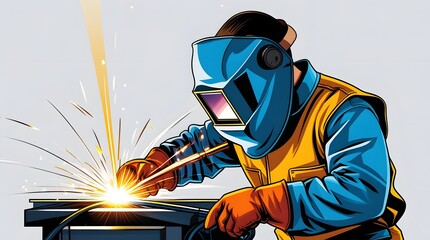 Professional welder clipart in dynamic action