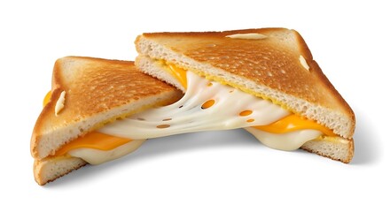 Grilled cheese sandwich with melted cheese classic comfort food isolated on white background