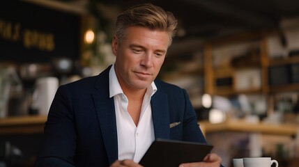 Wide shot of the founder surrounded by coffee cups, tablet, and notes — storytelling of modern entrepreneurship supported by smart, remote legal guidance. cinematic color correction, natural uneven