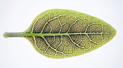 weakness. A macro photograph of a young leaf with intricate, damaged vein patterns, symbolizing hidden vulnerability. gardening catalogs.