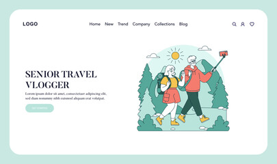 Senior Travel Vloggers Enjoying an Adventure Illustration