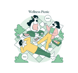 Fototapeta premium Relaxed Picnic Gathering Vector Illustration