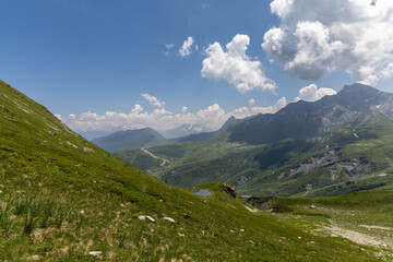 Beautiful view on alpine lake in the Lauzière massif , Savoie , France 