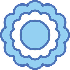 Circular Emblem With Layered Petals In Shades Of Light Blue And White With A Dark Blue Outline On A Transparent Background