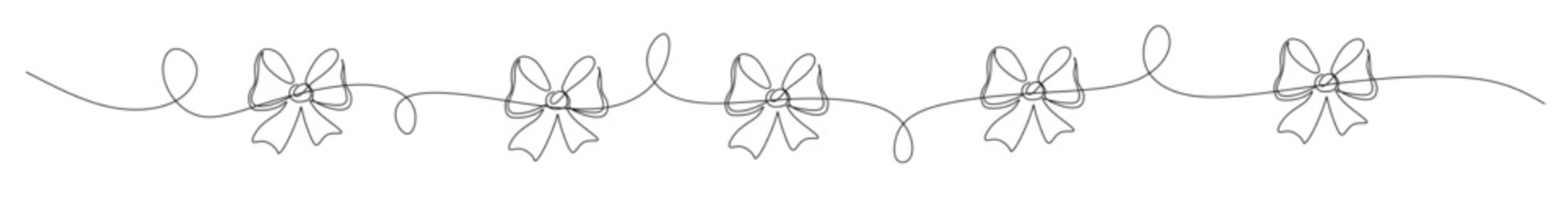 Line art of ribbons lining up with curved lines of string. This image is for stickers or banners for wedding, birthday, new year, christmas decorations.