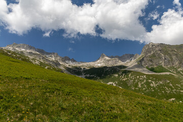 Mountain view in the Lauzière massif ,  alpine mountain range in Savoie, France 