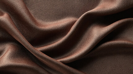 The flowing, lustrous folds of a rich, brown fabric, exuding elegance and sophistication. The silky texture invites touch and contemplation