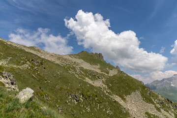 Mountain view in the Lauzière massif , alpine mountain range in Savoie, France