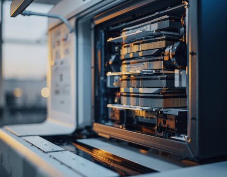 Close-Up View of Advanced DNA Sequencing Machine Technology
