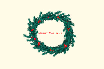 Christmas wreath vector illustration. Merry Christmas