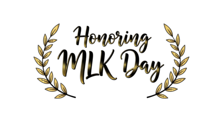 Elegant golden wreath with handwritten anniversary text isolated on transparent background