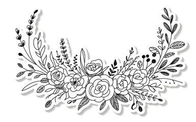 Floral Wreath with Roses and Leaves flowers