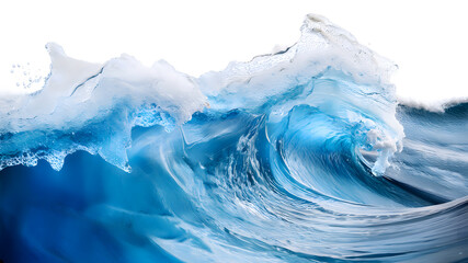 Powerful blue ocean wave in motion