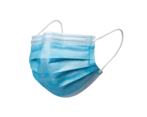 Blue disposable medical face mask with ear loops
