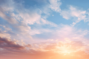 Obraz premium dreamlike pastel clouds glowing with surreal dawn light creating an ethereal soft and peaceful atmosphere