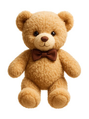 Obraz premium Soft teddy bear with a bow tie, perfect for a bedroom shelf in any apartment.