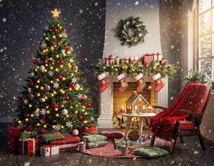 christmas tree and gifts
