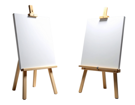 Easel Whiteboard Duo Set, isolated on transparent background