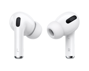 True wireless in-ear earbuds with silicone tips, left and right
