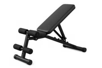 Adjustable weight bench for home gym workouts, strength training, and fitness exercises, transparent background