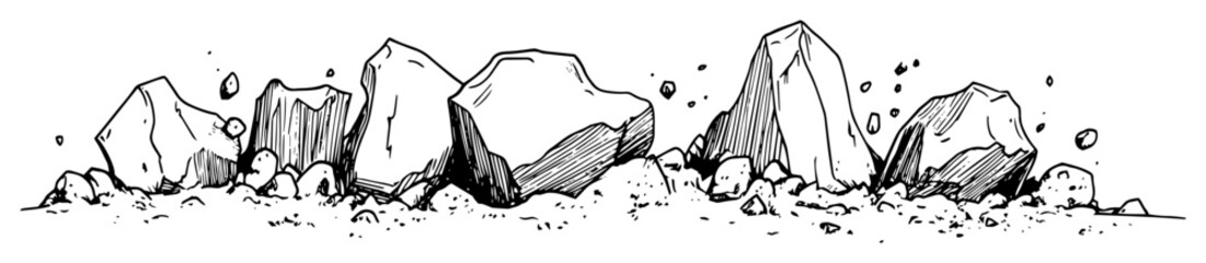 scattered rocks on ground sketch © Kaz