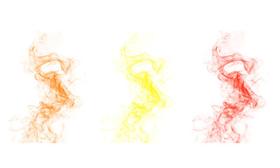 Set of Abstract colorful smoke curves flowing element transparent background design effect