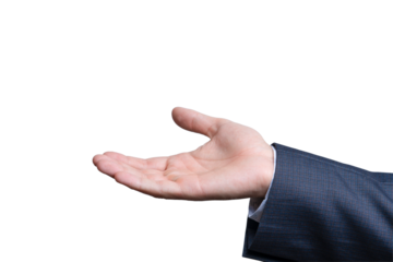 Outstretched hand offering assistance in a professional setting
