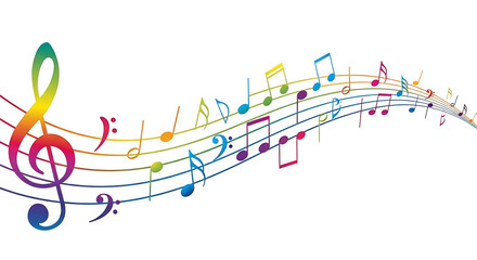 Bright spectrum colors creating a playful musical background design