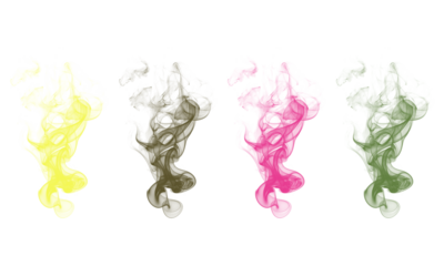 Set of abstract yellow pink and green smoke great for backgrounds and effects