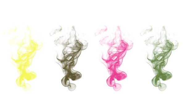 Set of abstract yellow pink and green smoke great for backgrounds and effects